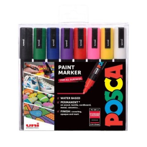 UNI POSCA MARKER SET 8/1 PC-5M SORT BOJE