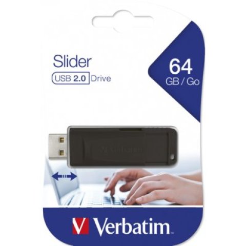 USB 64 GB VERBATIM STORENGO SLIDER BLACK